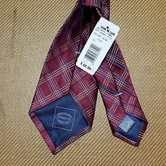 Forsyth Tie Burgandy Squared - Picture 3 of 3